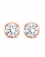Round Rub-Over Set Solitaire Diamond Earrings, Set in 18ct Rose Gold. Tdw 0.70ct